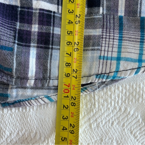 Guess Men's Size Men's Large Plaid Shirt Gauzy Cotton Western Fit Snap Buttons - Picture 9 of 10